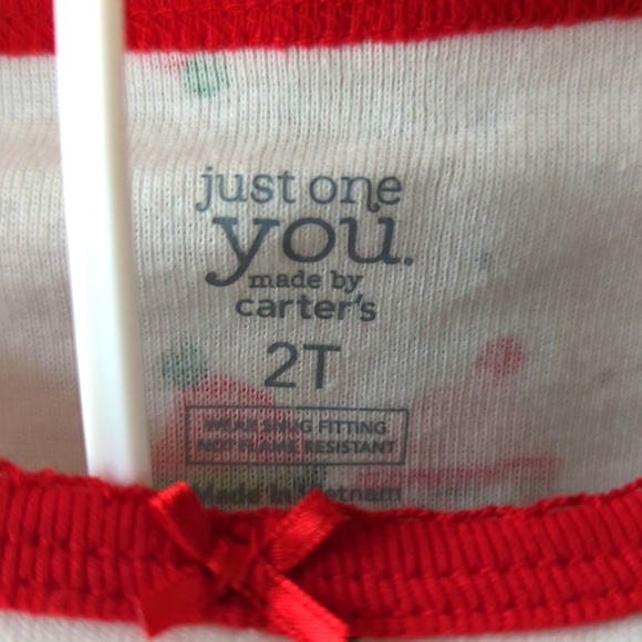 Just One You made by Carter's, 4 piece PJ set, 2 T, Red, Green, White and Yellow - Picture 6 of 9